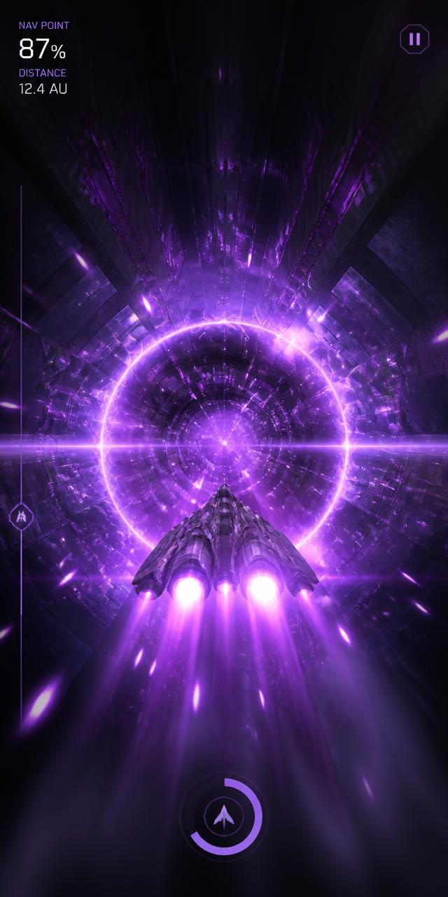 Uzeran gameplay: phasing through a violet energy gate